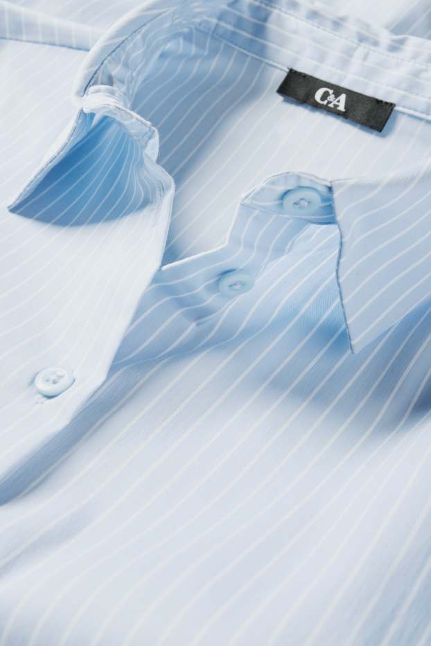 Women - Blouse - striped - light blue