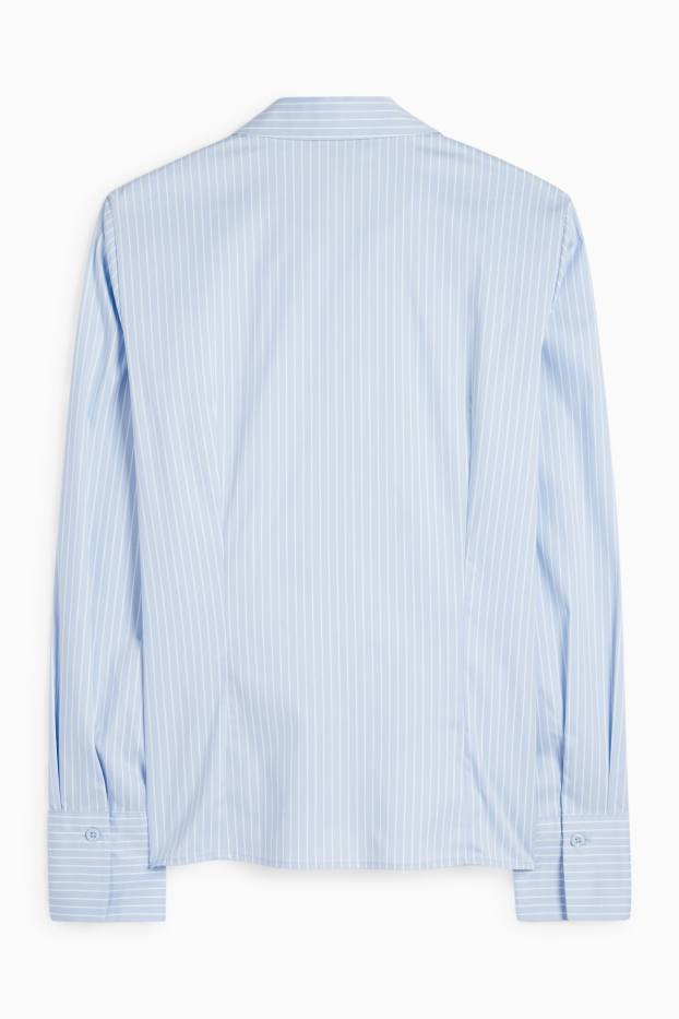 Women - Blouse - striped - light blue