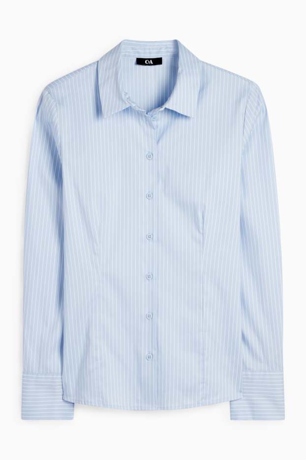 Women - Blouse - striped - light blue