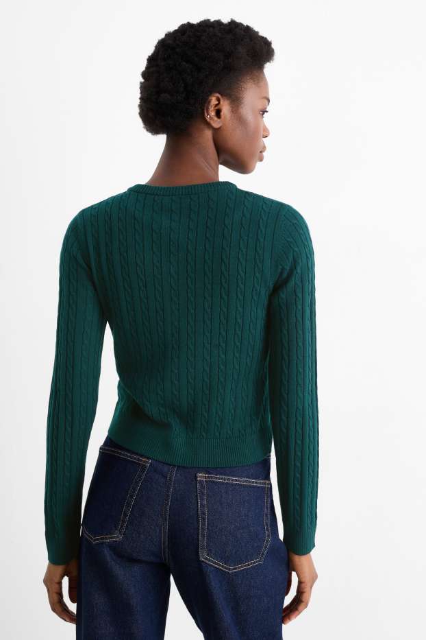 Mujer - Cárdigan - de ochos - verde oscuro