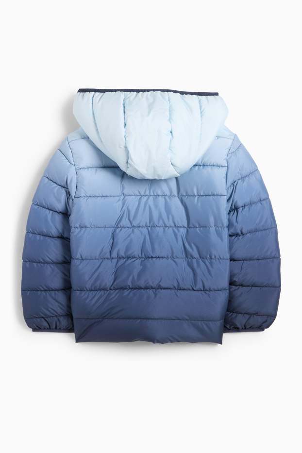 Kinder Buben - Steppjacke mit Kapuze - wasserabweisend - gemustert - blau