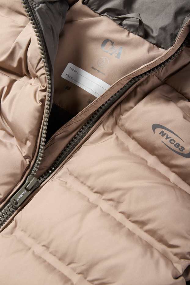 Kinder Jungen - Steppjacke mit Kapuze - wasserabweisend - beige