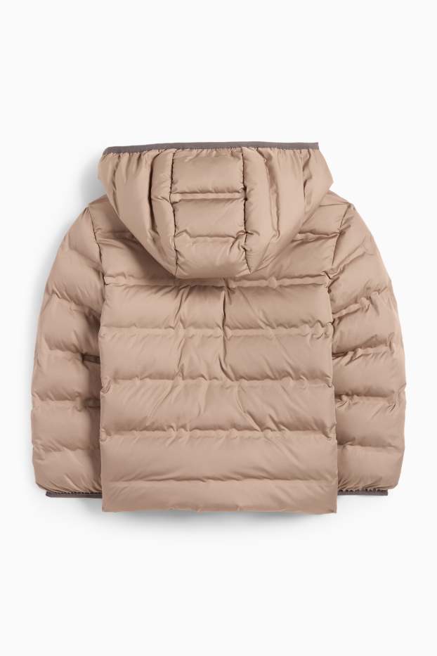 Kinder Jungen - Steppjacke mit Kapuze - wasserabweisend - beige