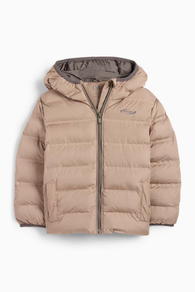 Kinder Jungen - Steppjacke mit Kapuze - wasserabweisend - beige