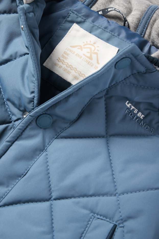 Baby: jongens - Beertje - gewatteerde babyjas met capuchon - blauw