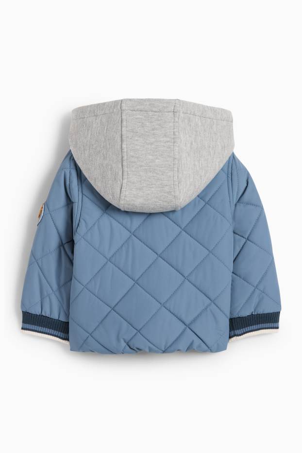 Baby: jongens - Beertje - gewatteerde babyjas met capuchon - blauw