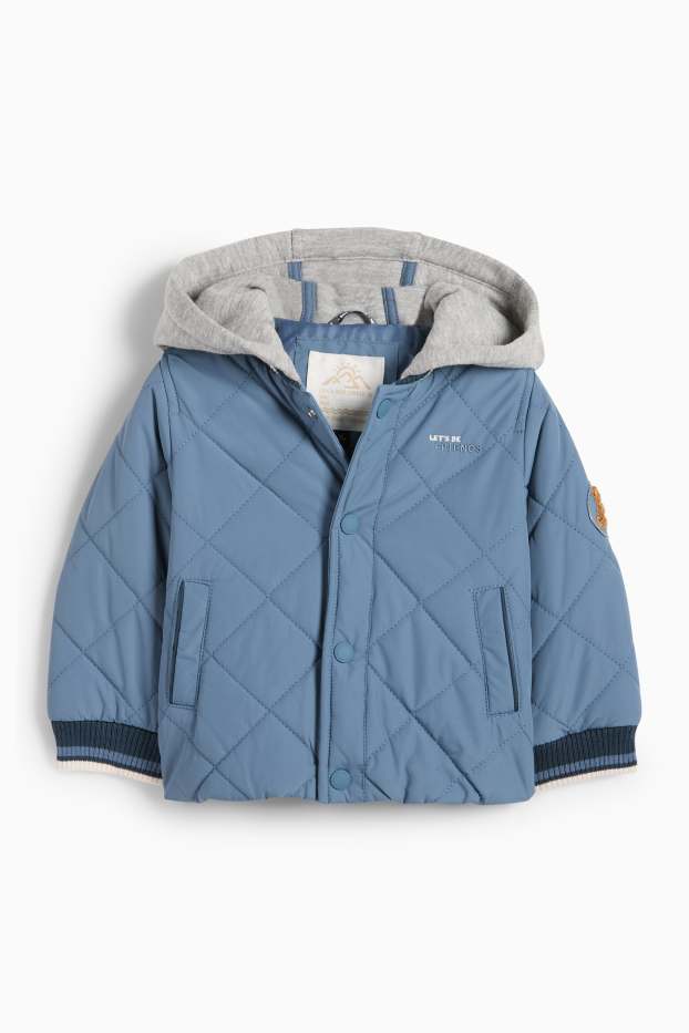 Baby: jongens - Beertje - gewatteerde babyjas met capuchon - blauw