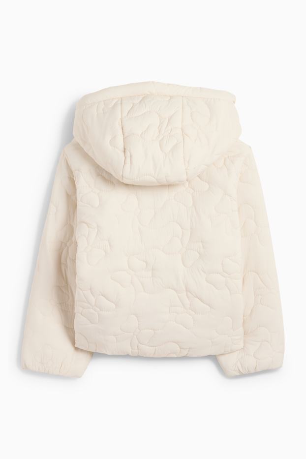 Kinderen: meisjes - Minnie Mouse - gewatteerde jas met capuchon - waterafstotend - licht beige