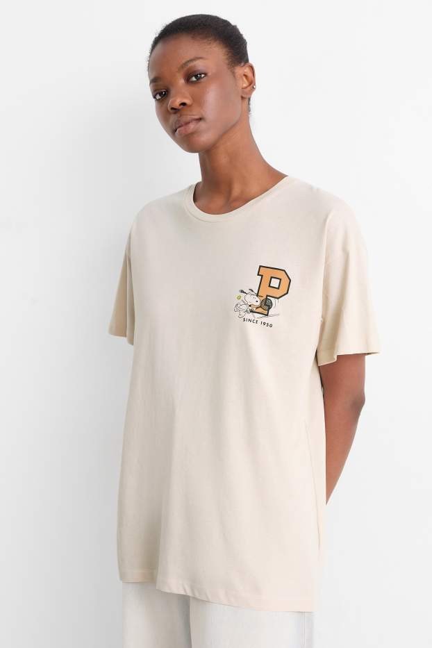 Dámské - Tričko - oversized - Peanuts - světle béžová
