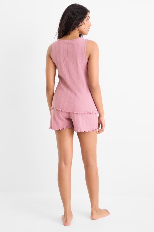 Damen - Shorty-Pyjama - dunkelrosa