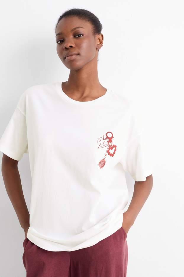 Femmes - T-shirt - oversize - blanc