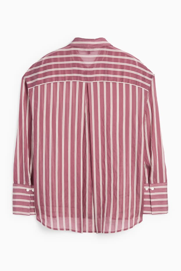 Mujer - Blusa - de rayas - burdeos