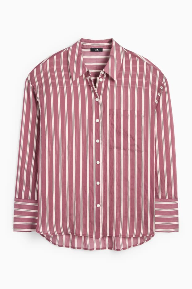 Mujer - Blusa - de rayas - burdeos