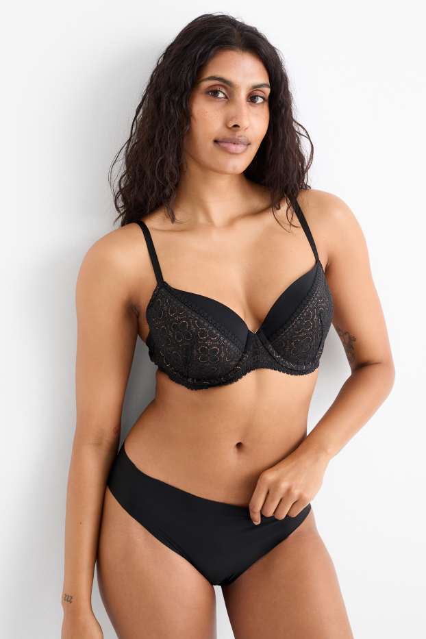 Donna - Reggiseno con ferretti - FULL COVERAGE - imbottito - nero