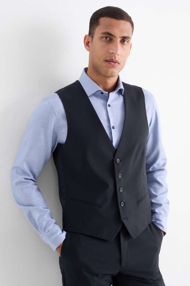 Herren - Weste - Regular Fit - Flex - Schurwoll-Mix - dunkelblau