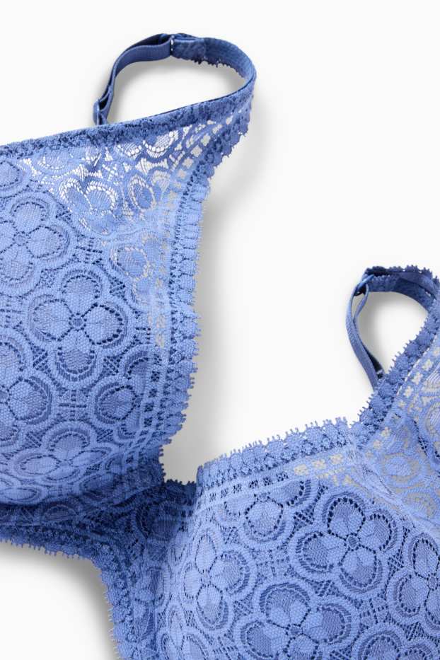Dames - BH met beugels - PLUNGE - voorgevormd - blauw