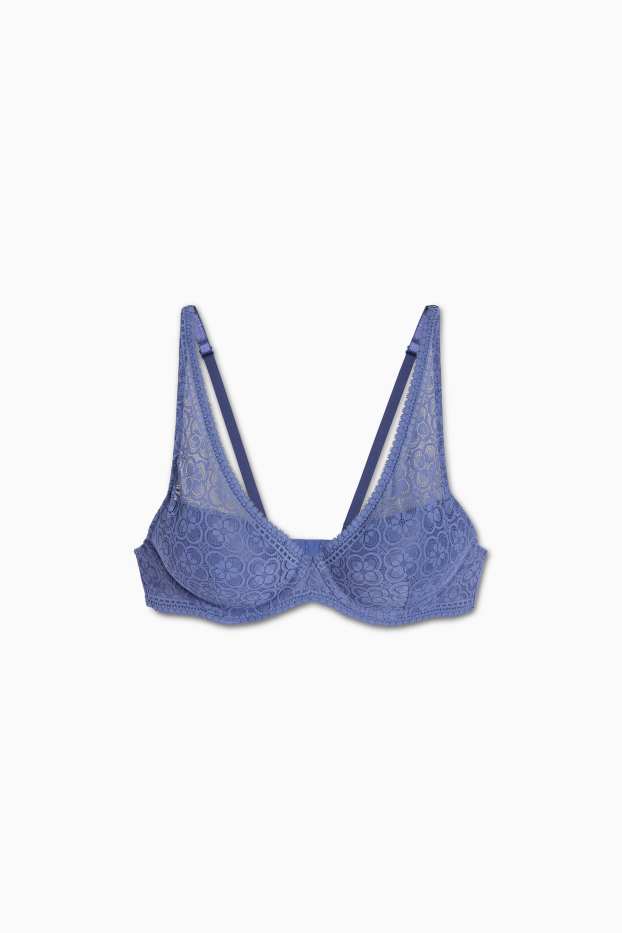 Dames - BH met beugels - PLUNGE - voorgevormd - blauw