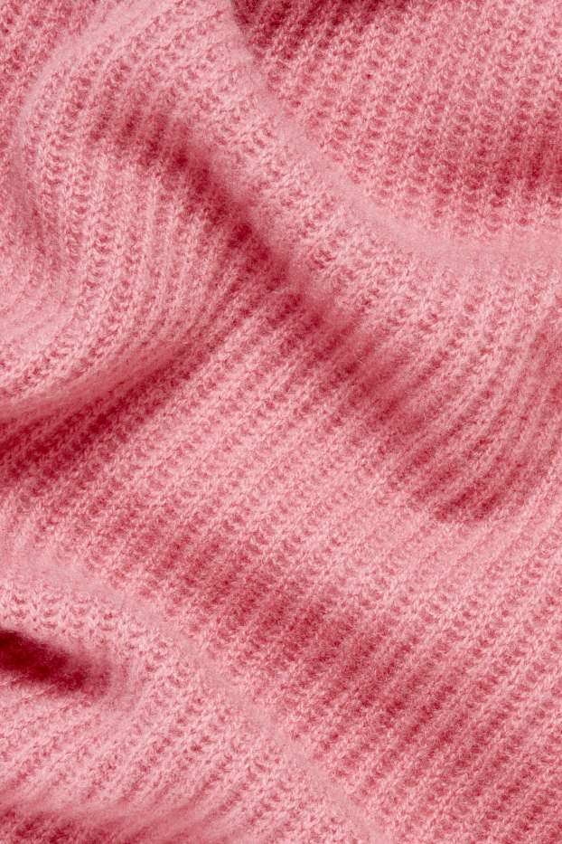 Women - Cashmere scarf - ribbed - dark rose