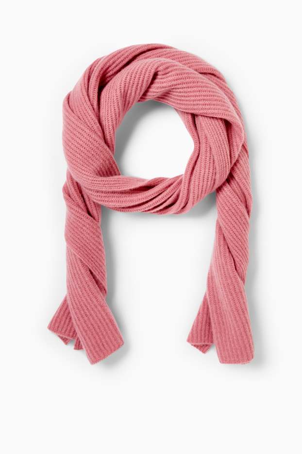 Women - Cashmere scarf - ribbed - dark rose