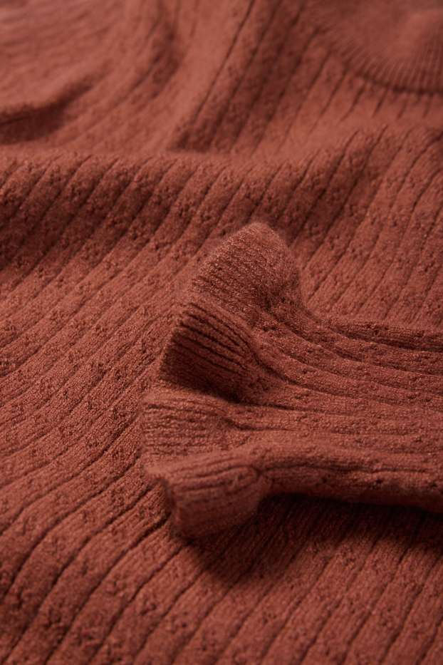 Kinder Mädchen - Pullover - gerippt - braun