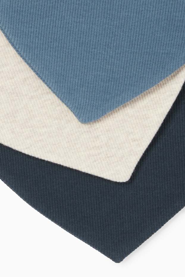 Neonati  - Confezione da 3 - bavetta per neonati - a coste - blu scuro