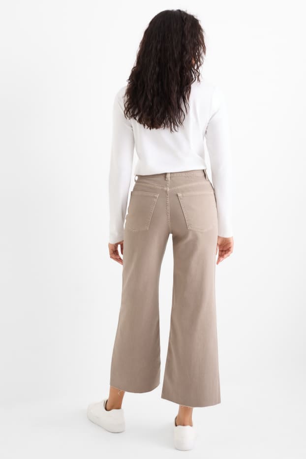 Dámské - Krátké wide leg jeans - mid waist - džíny - šedé