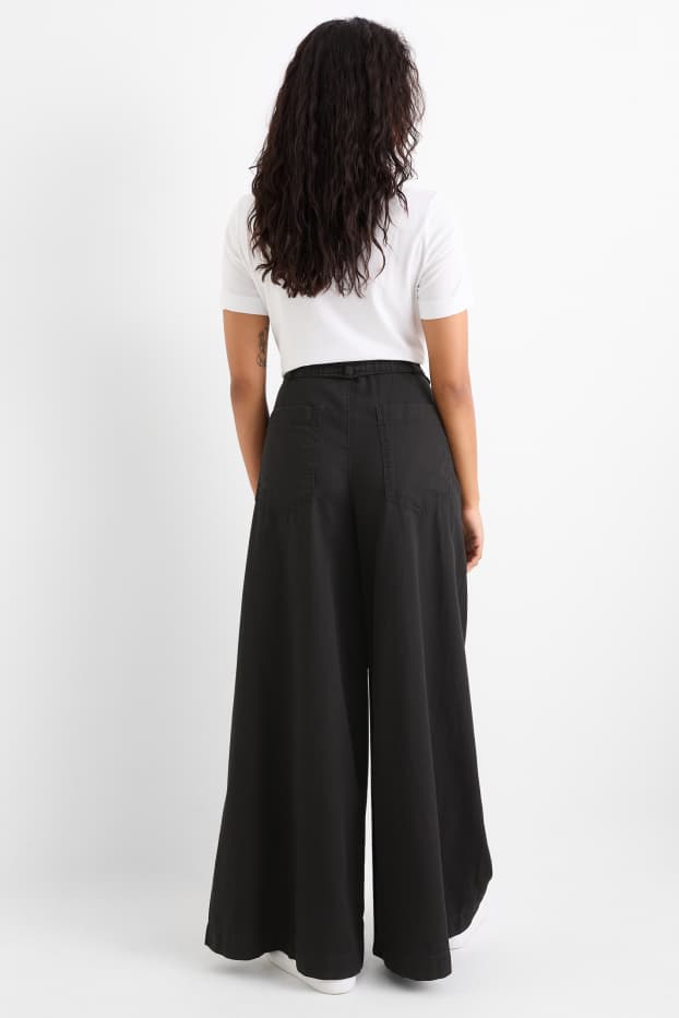Damen - Palazzo Jeans - High Waist - schwarz