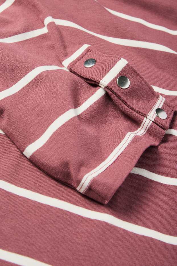 Damen - Langarmshirt - gestreift - dunkelrosa