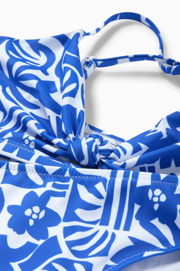 Enfants filles - Bikini - LYCRA® XTRA LIFE™ - 2 pièces - à motif - bleu foncé / blanc