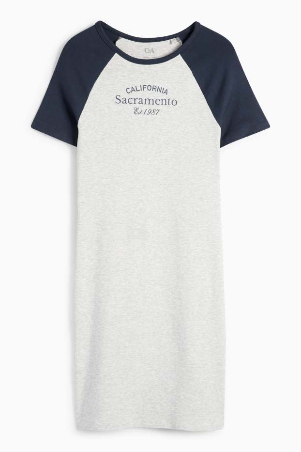 Kinderen: meisjes - T-shirtjurk - licht grijs-mix