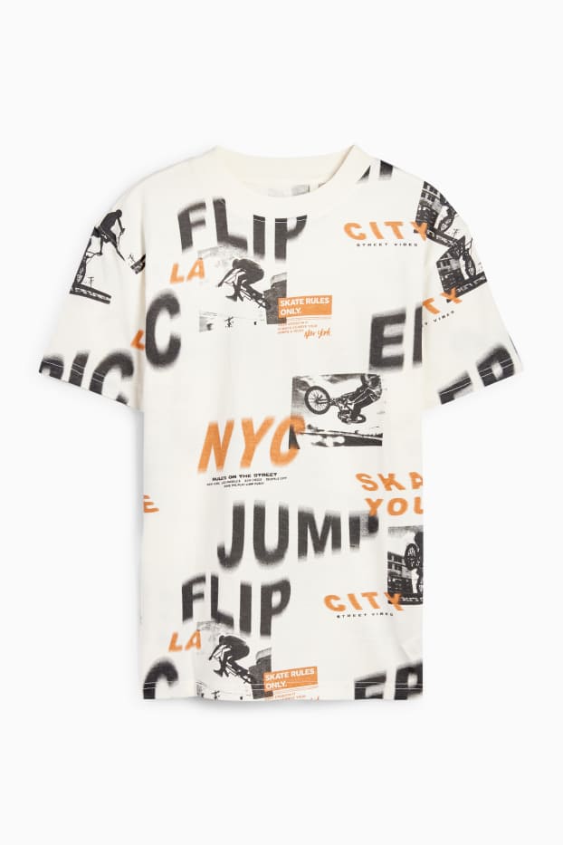 Kinderen: jongens - BMX - T-shirt - crème wit