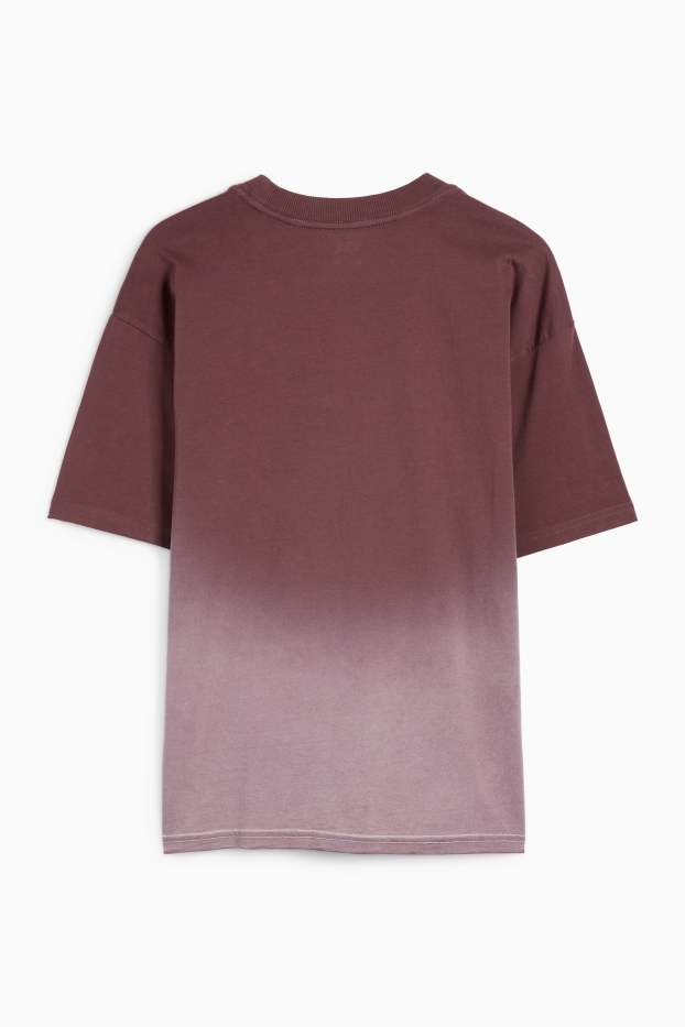 Kinder Buben - Skater - Kurzarmshirt - gemustert - dunkelbraun