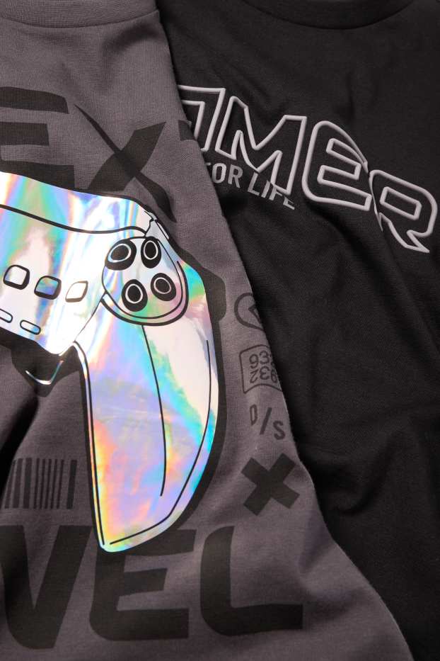 Děti - chlapci - Multipack 2 ks - gaming - tričko s krátkým rukávem - černá
