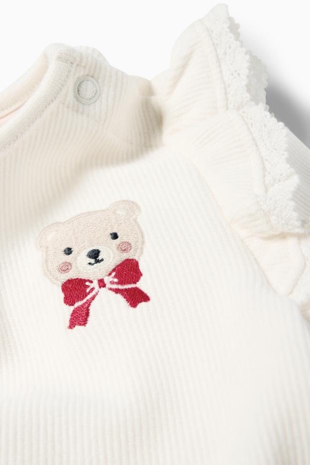 Baby Mädchen - Bärchen - Baby-Sweatshirt - gerippt - cremeweiß