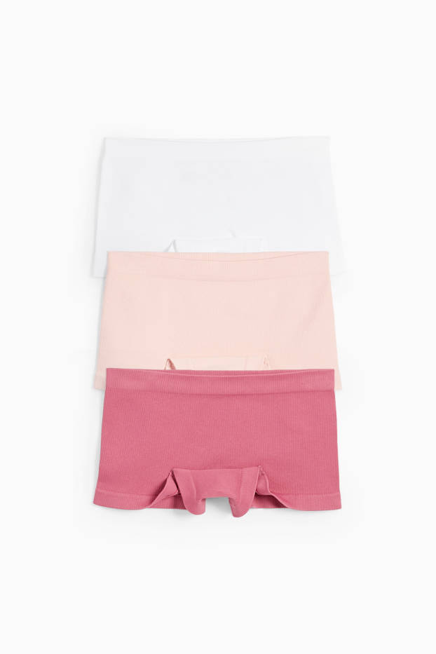 Niños: niñas - Pack de 3 - bóxeres - de canalé - rosa oscuro