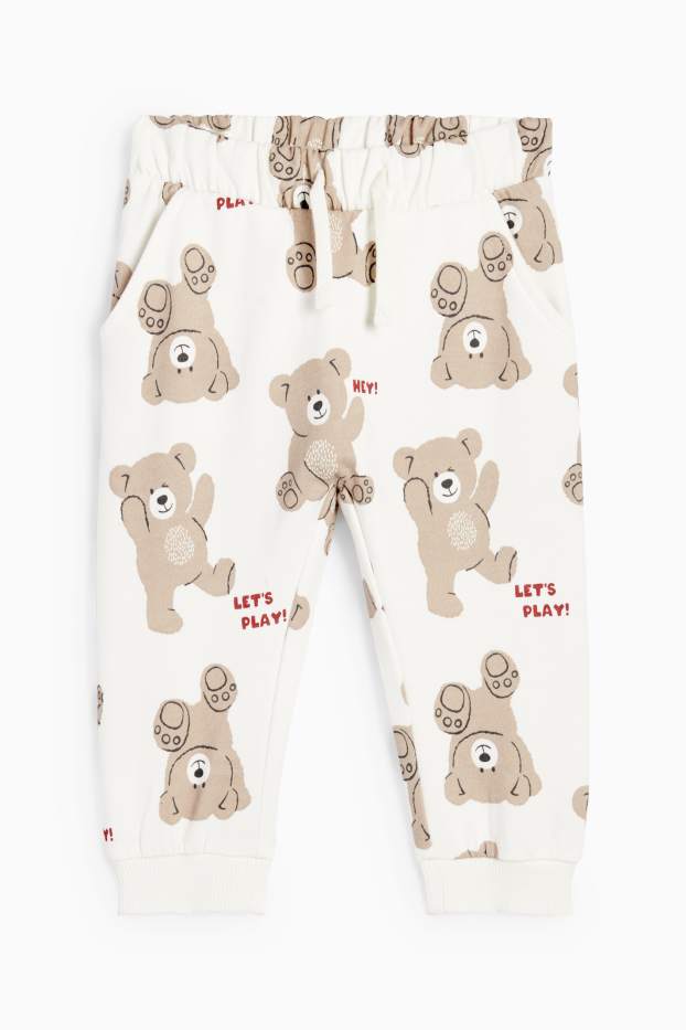 Baby: jongens - Beertje - babyjoggingbroek - crème wit