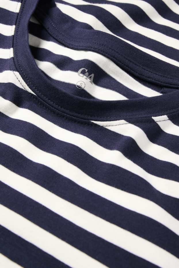 Donna - Maglia a maniche lunghe - a righe - blu scuro / bianco