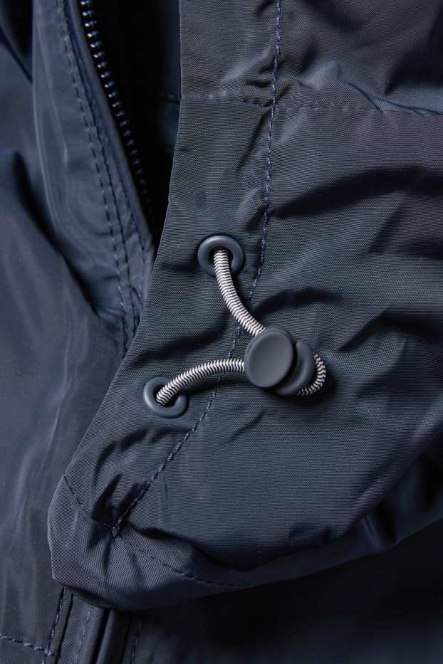 Heren - Jas met capuchon - waterafstotend - donkerblauw