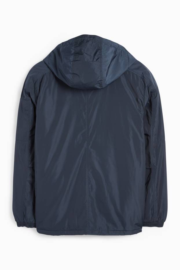 Heren - Jas met capuchon - waterafstotend - donkerblauw