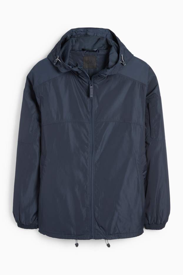 Heren - Jas met capuchon - waterafstotend - donkerblauw
