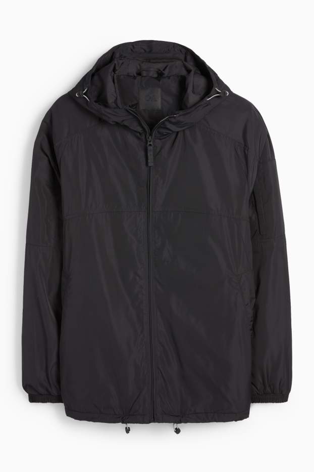 Herren - Jacke mit Kapuze - wasserabweisend - schwarz