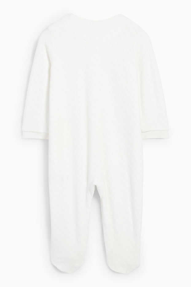 Unisex - Beertje - babypyjama - met structuur - wit
