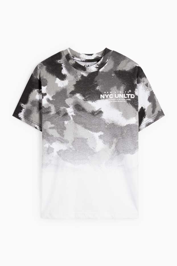 Kinder Jungen - Kurzarmshirt - gemustert - grau