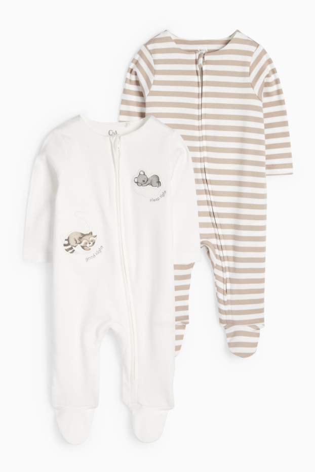 Bebés niños - Pack de 2 - koala y mapache - pijamas para bebé - blanco
