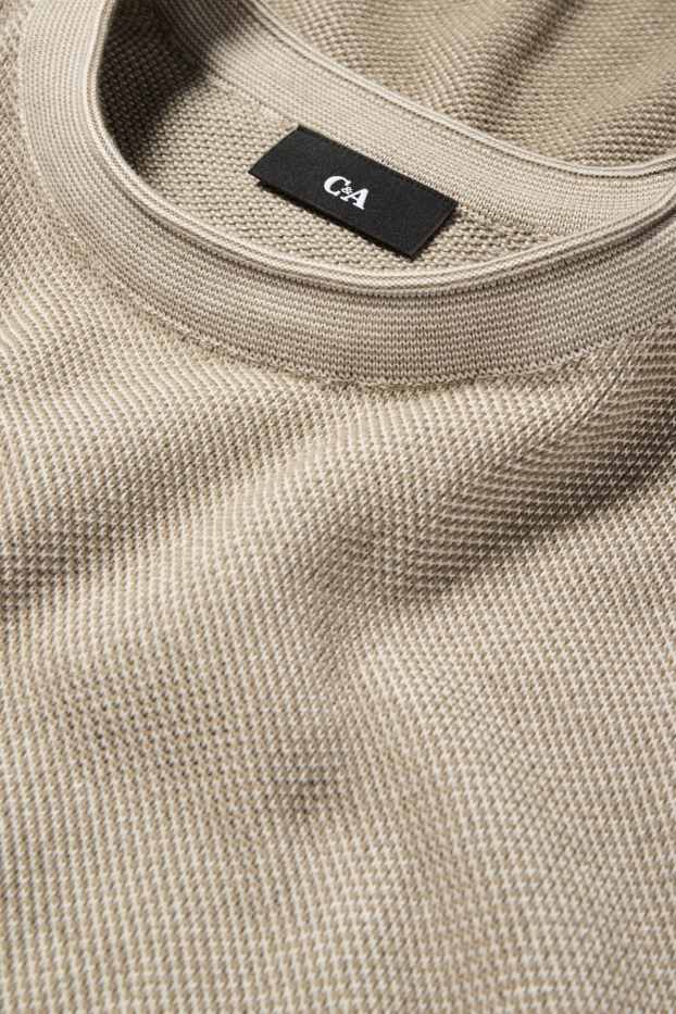 Hommes - Pull - texturé - beige