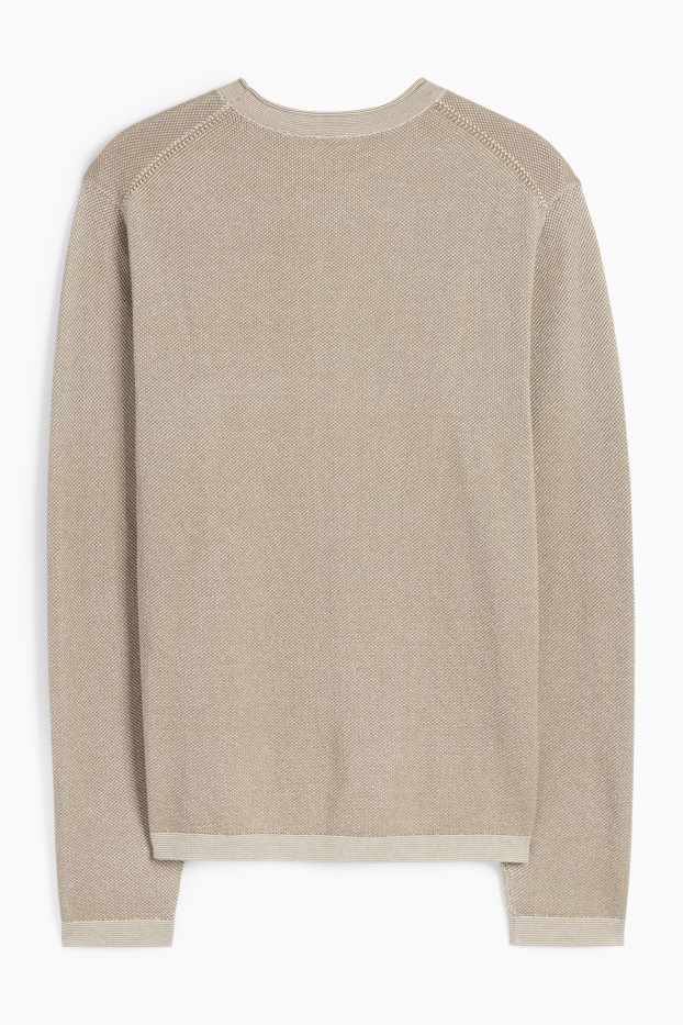 Hommes - Pull - texturé - beige