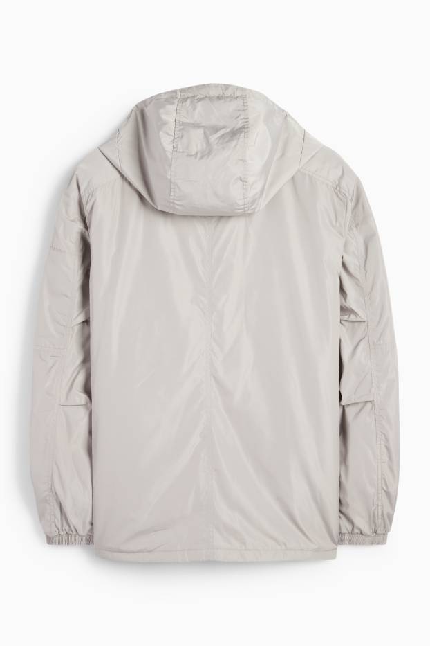 Uomo - Giacca con cappuccio - idrorepellente - grigio