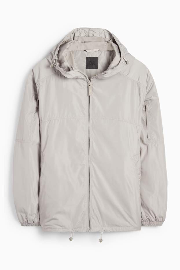 Uomo - Giacca con cappuccio - idrorepellente - grigio