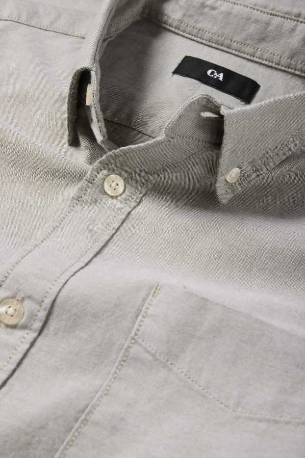Herren - Hemd - Regular Fit - Button-down - grün