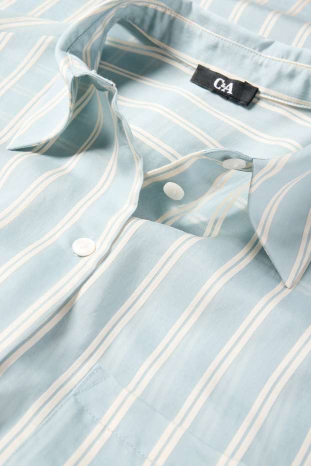 Damen - Bluse - gestreift - hellblau